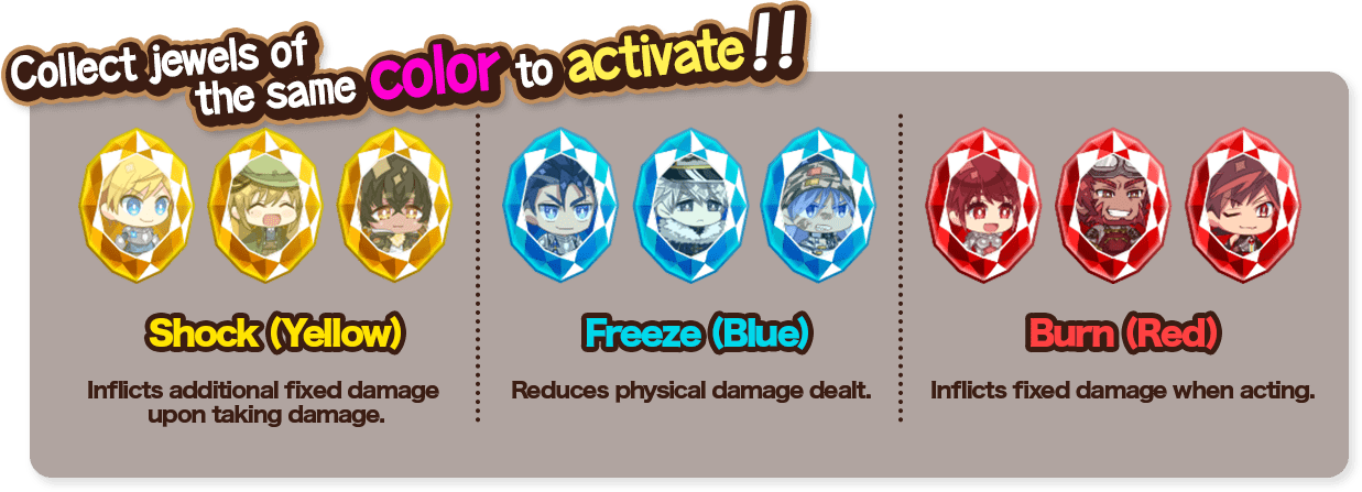 Collect jewels of the same color to activate!